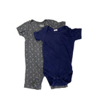 0-3M Navy Blue Bodysuit & Grey Floral Romper - Tiny Tots
