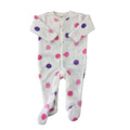 0-3M White Dotted Fleece Snap Onesie - 123