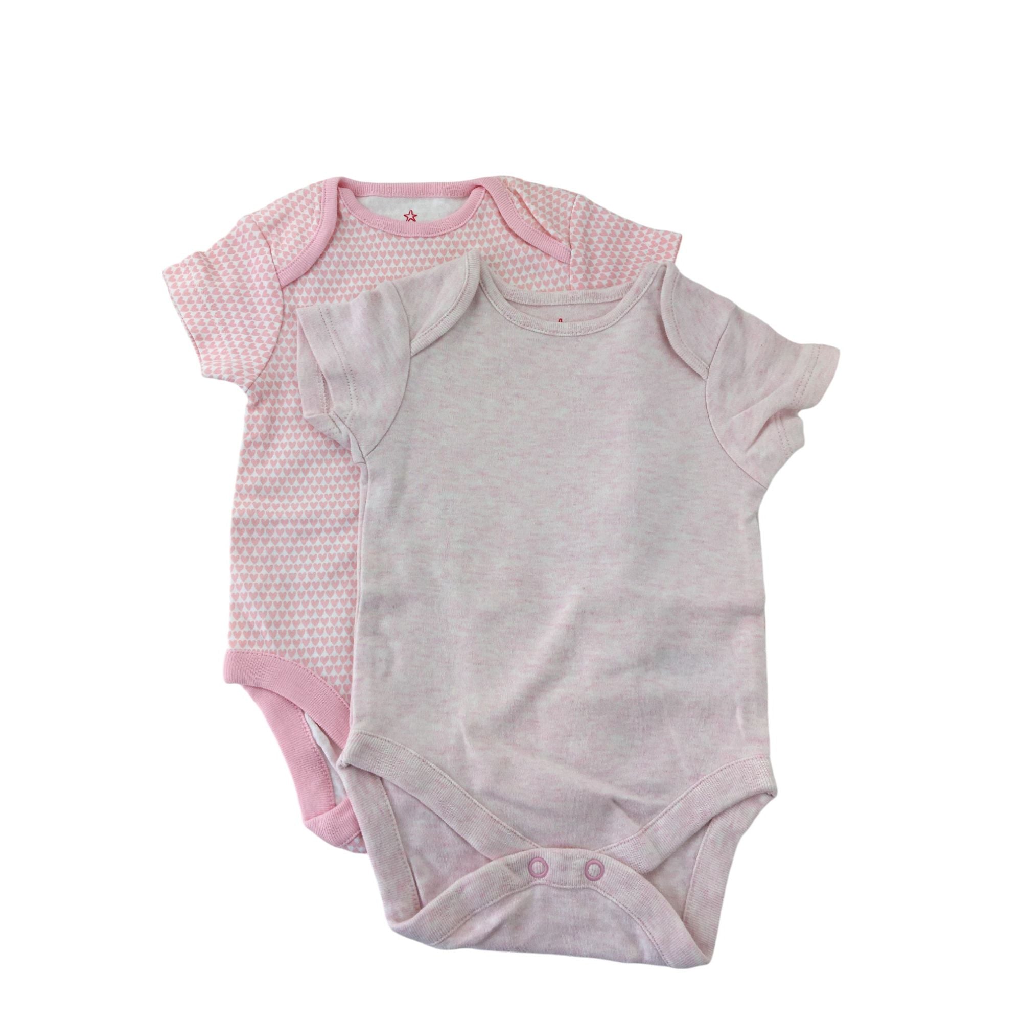 0-3M Pink Heart & Melange Bodysuits - Next