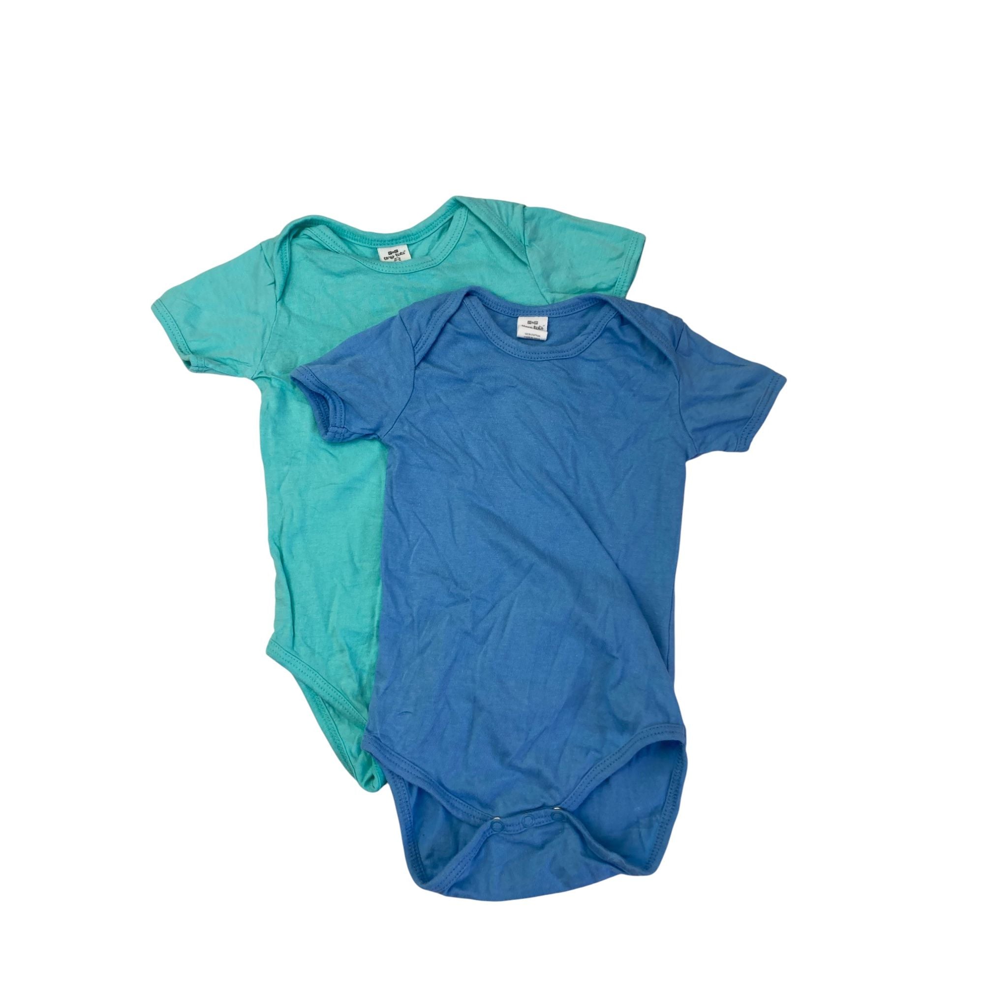 3-6M Aqua & Blue Summer Bodysuits - Tiny Tots