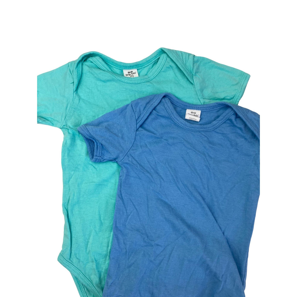 3-6M Aqua & Blue Summer Bodysuits - Tiny Tots