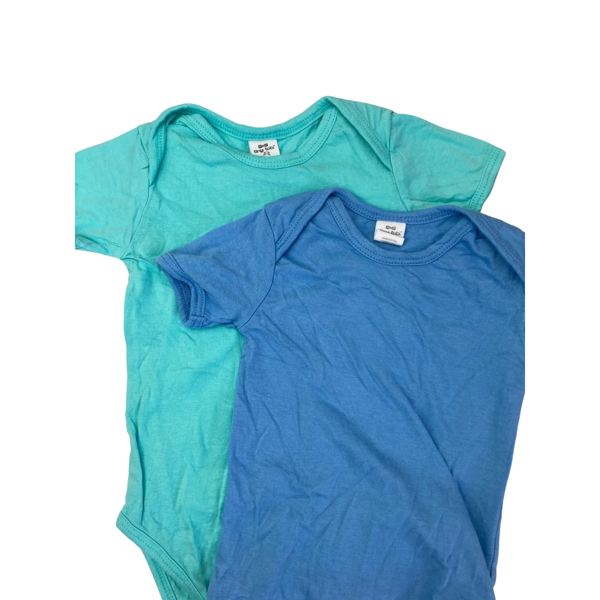 3-6M Aqua & Blue Summer Bodysuits - Tiny Tots
