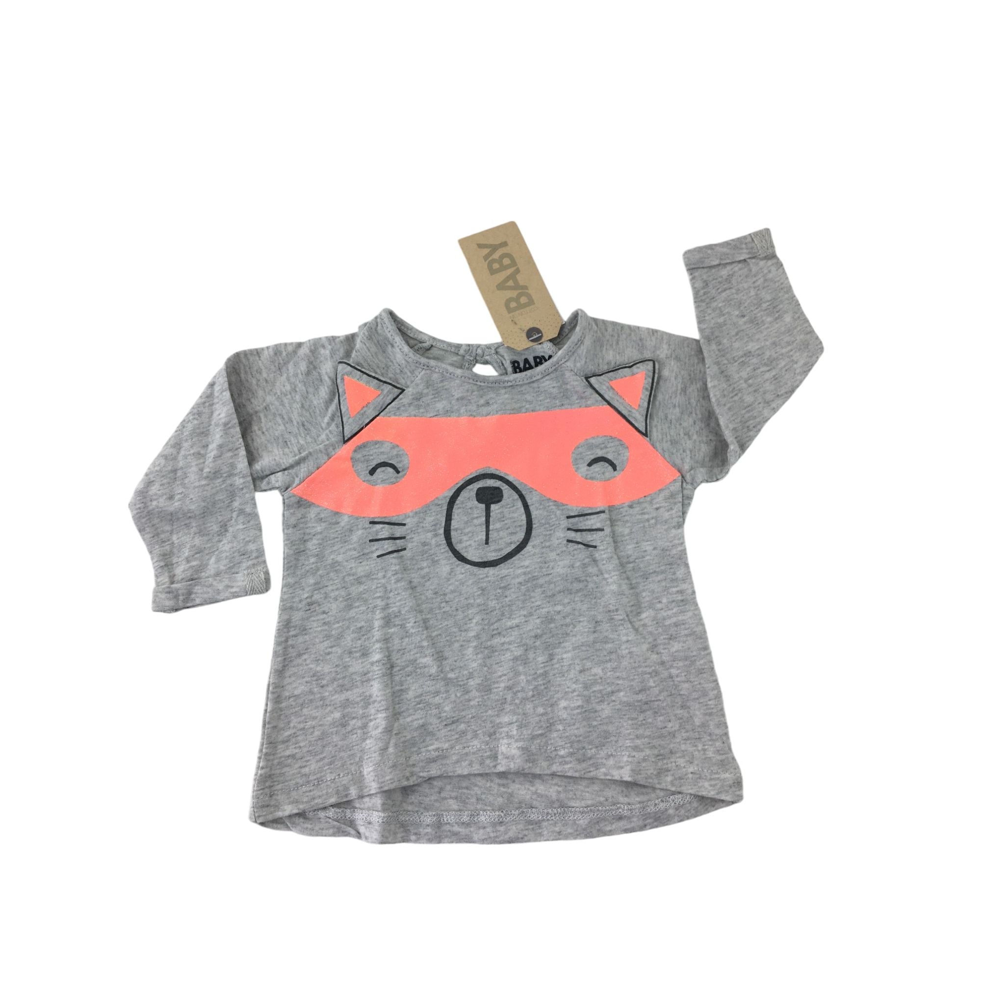 3-6M Grey Melange Cat Superhero T Shirt - Cotton On