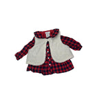 UK 3-6M Red & Grey Buffalo Check Dress & Cream Teddy Gilet - Max Studio Baby