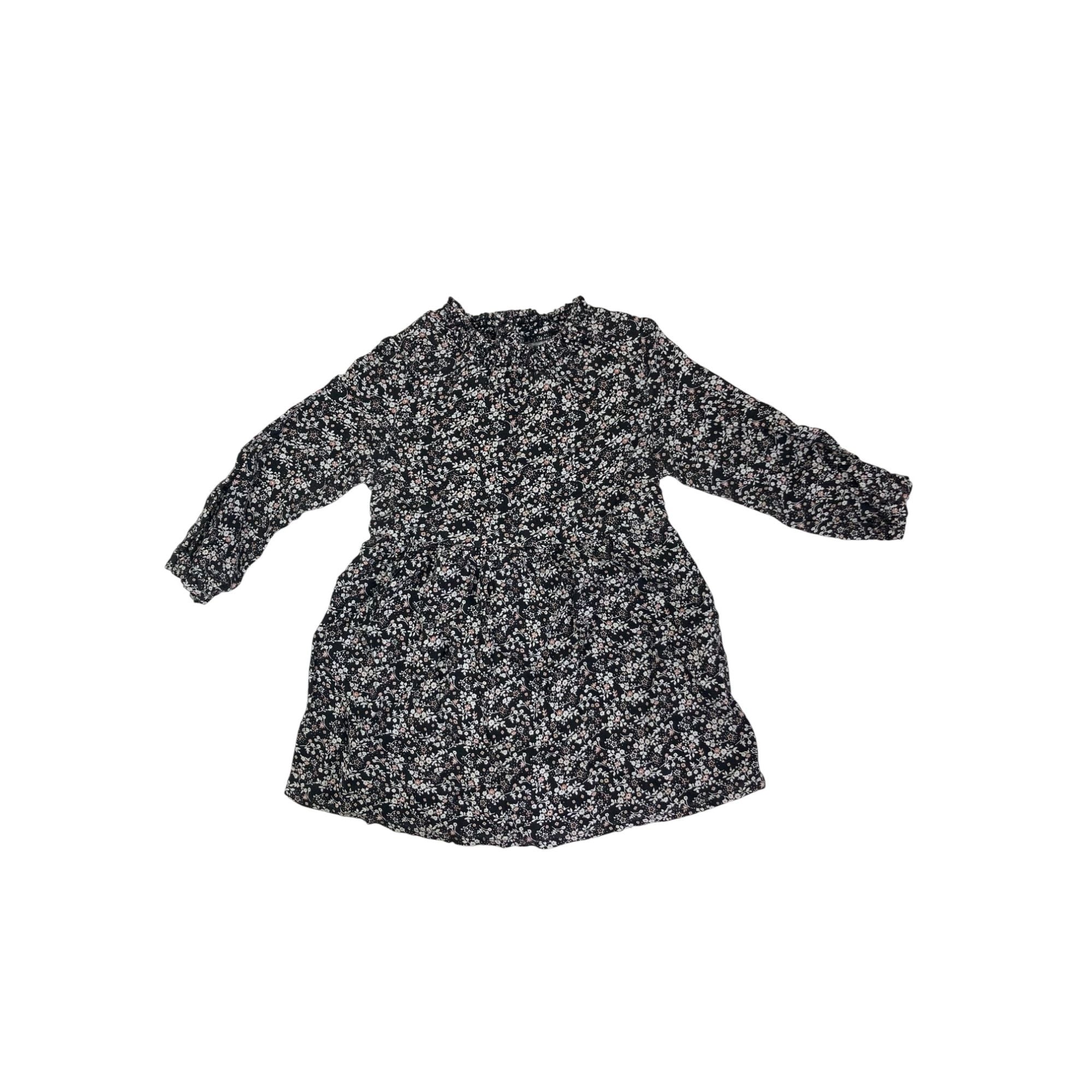 18M Black Ditsy Floral Snap Back Dress - Ikks