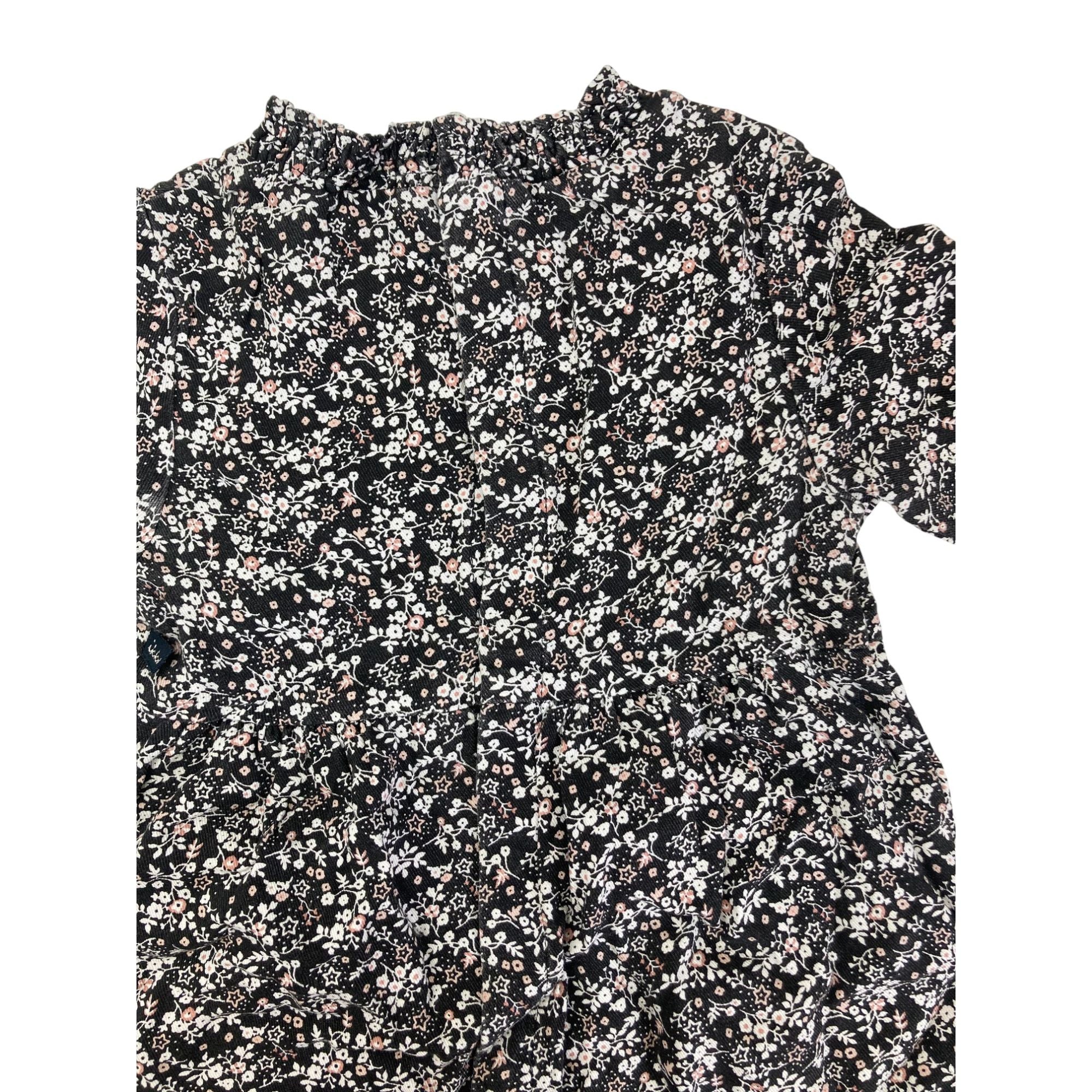 18M Black Ditsy Floral Snap Back Dress - Ikks