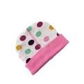 3-6M White Dotted Cotton Beanie - Juniors