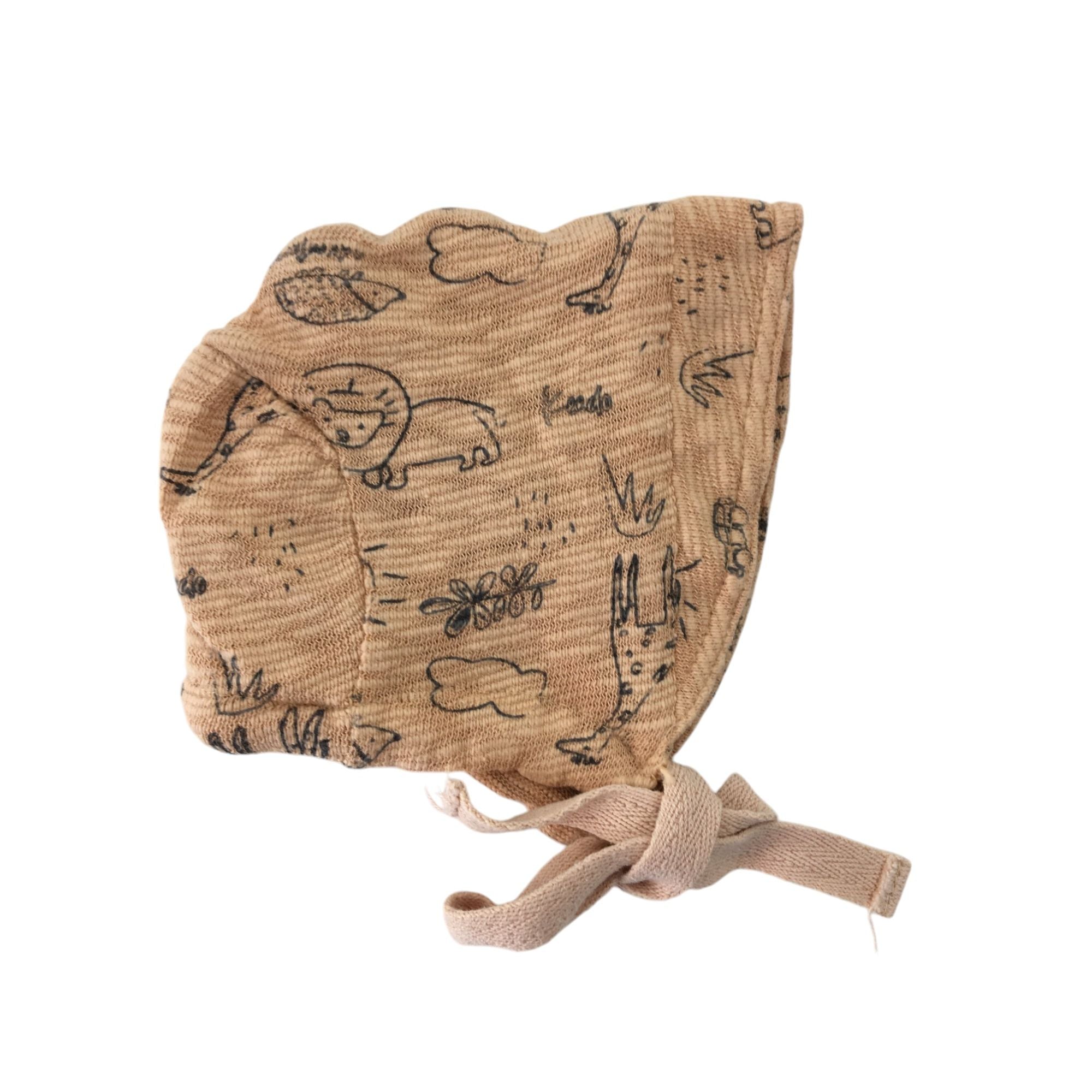 0-3M Peach Textured Animal Bonnet - Keedo