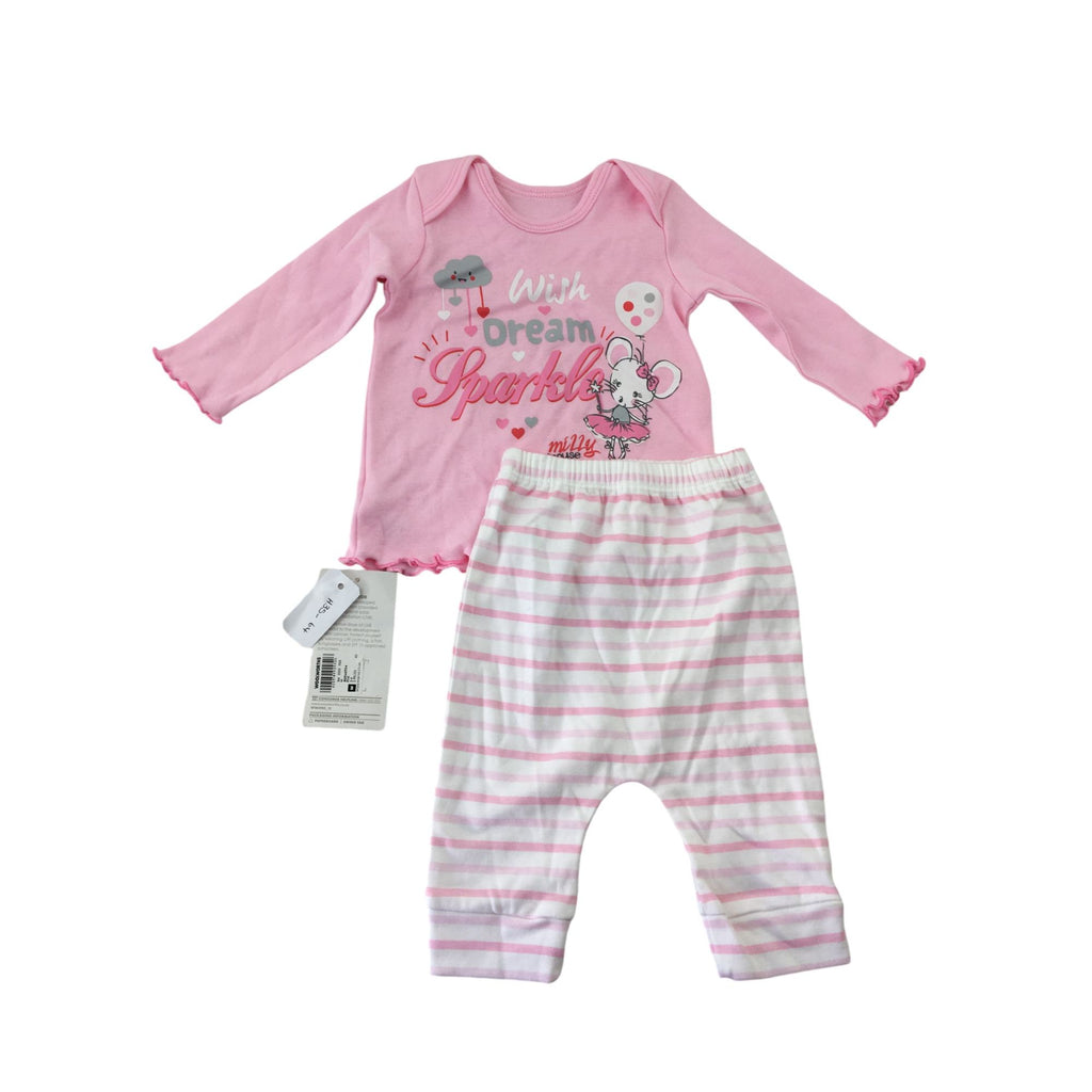 0-6M Pink & White Sleep Set - Woolworths