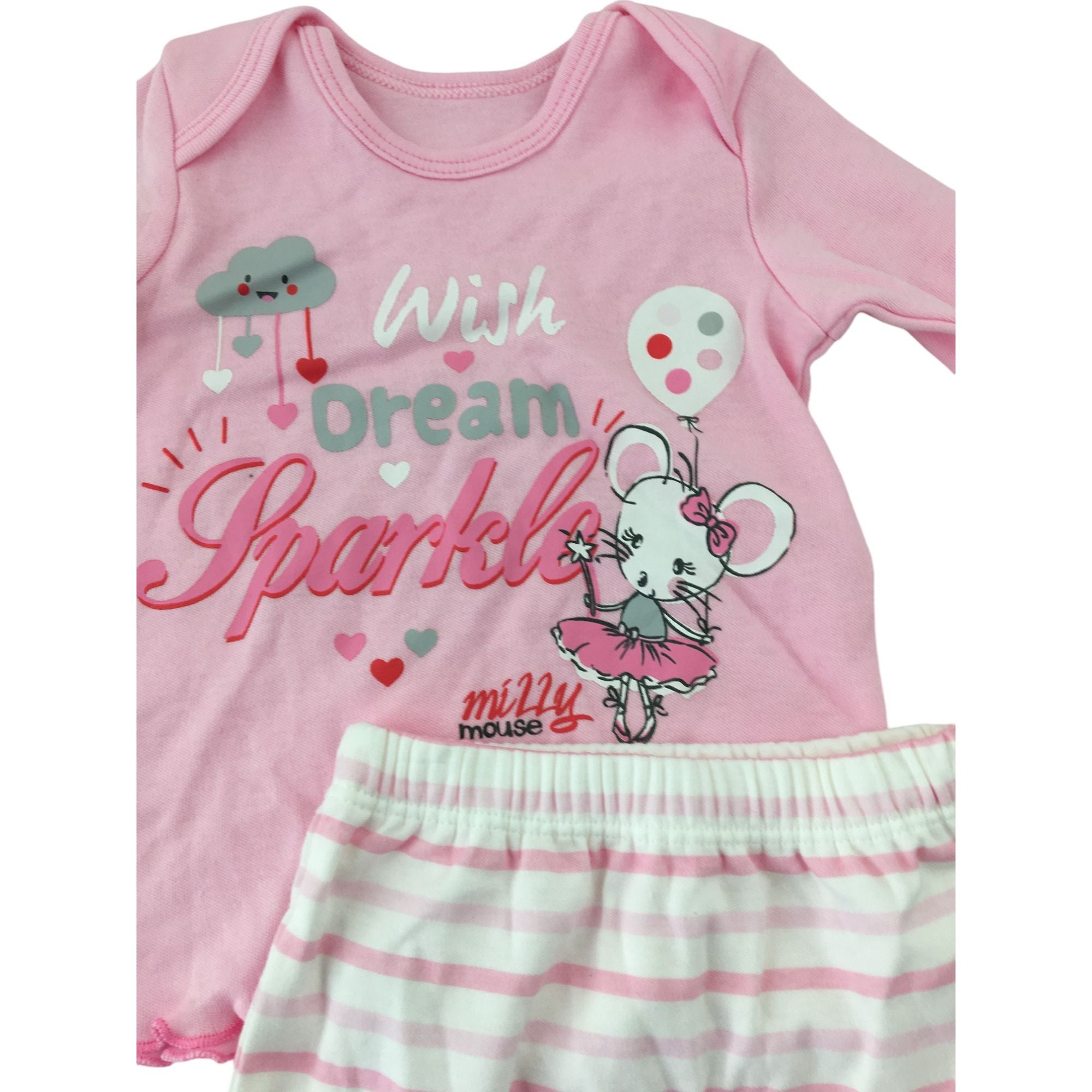 0-6M Pink & White Sleep Set - Woolworths