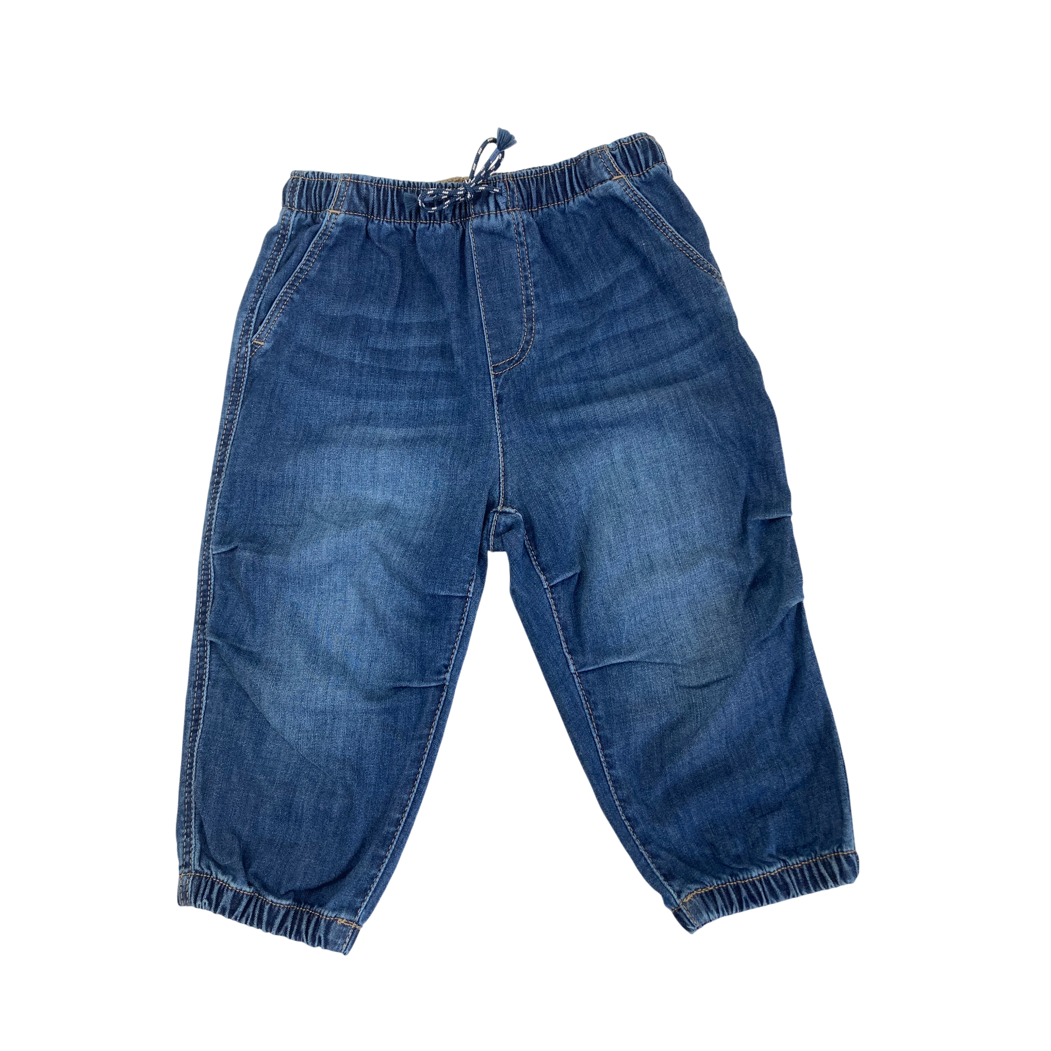 UK 9-12M Blue Pull On Denim Jogger Jeans - H&M