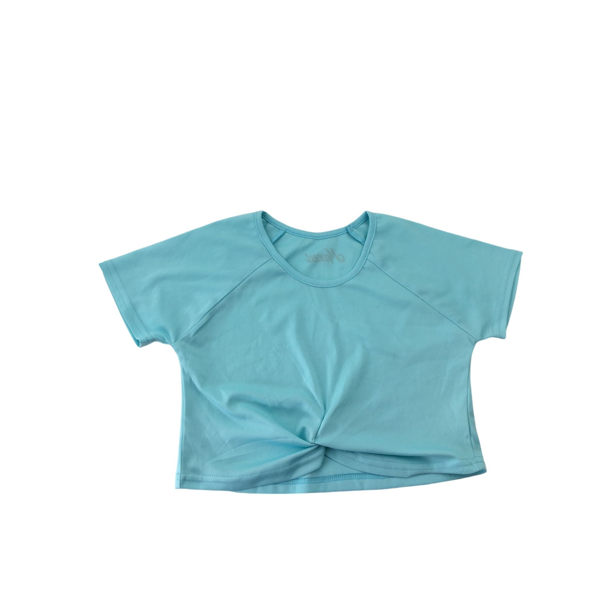 11-12Y Light Blue Twist Front Workout Top - Maxed