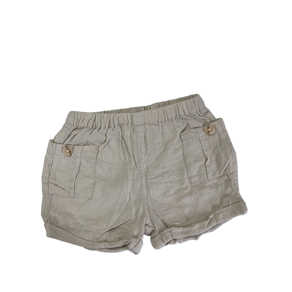 3-6M Beige Viscose-Linen Blend Shorts - Cotton On