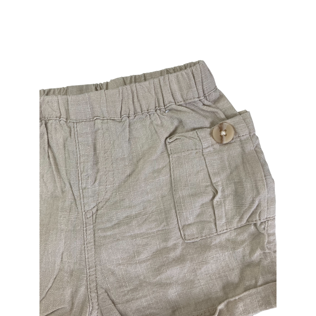 3-6M Beige Viscose-Linen Blend Shorts - Cotton On