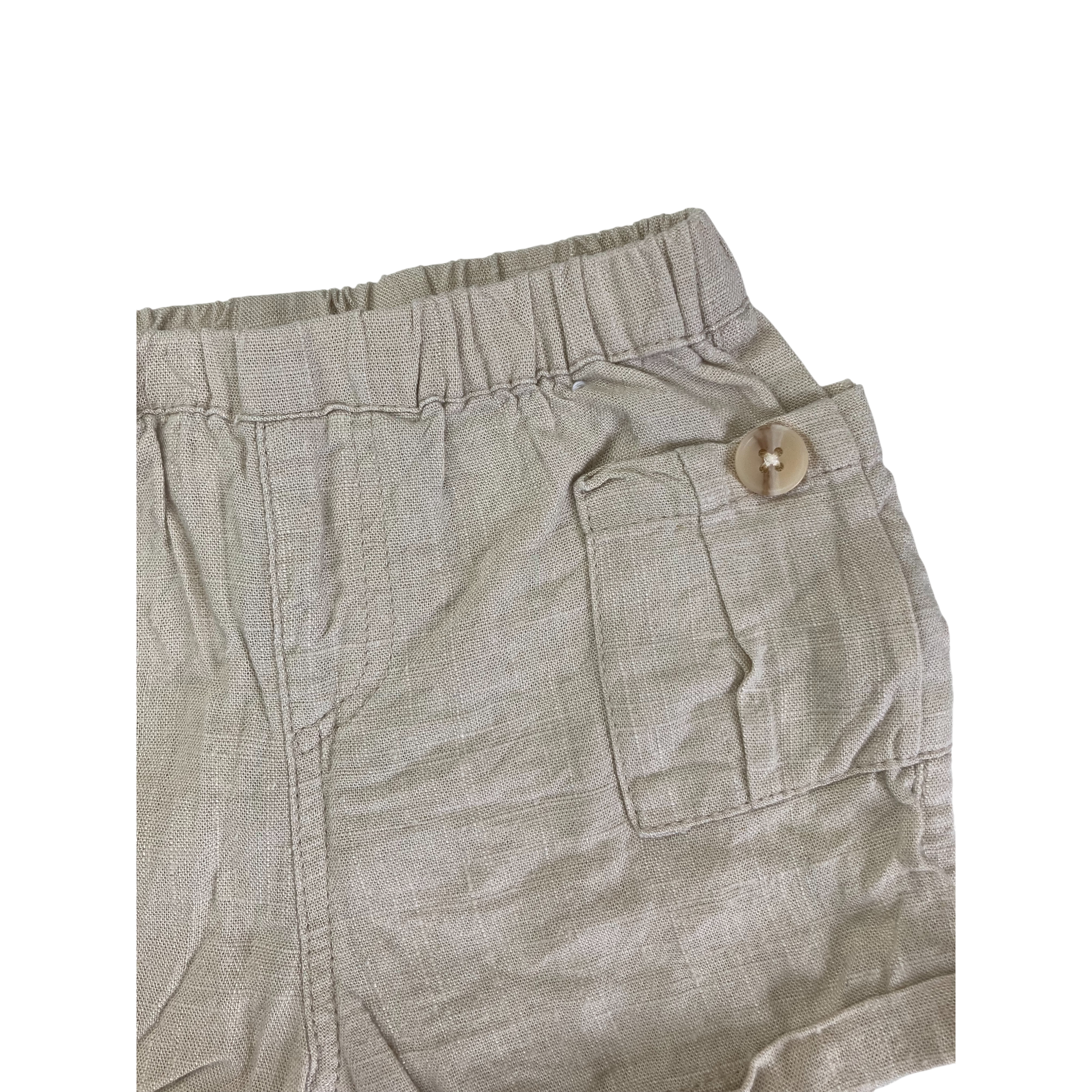 3-6M Beige Viscose-Linen Blend Shorts - Cotton On