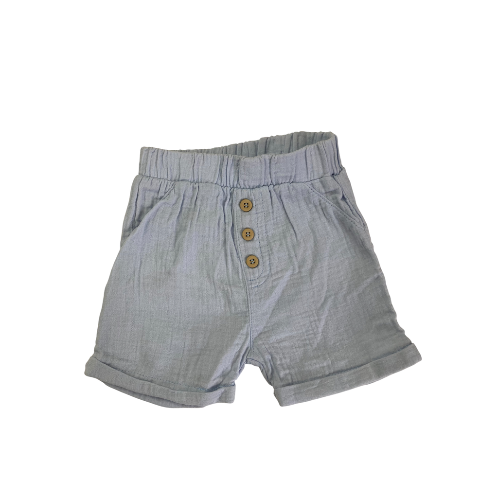 3-6M Light Blue Cotton Gauze Shorts - Mr Price