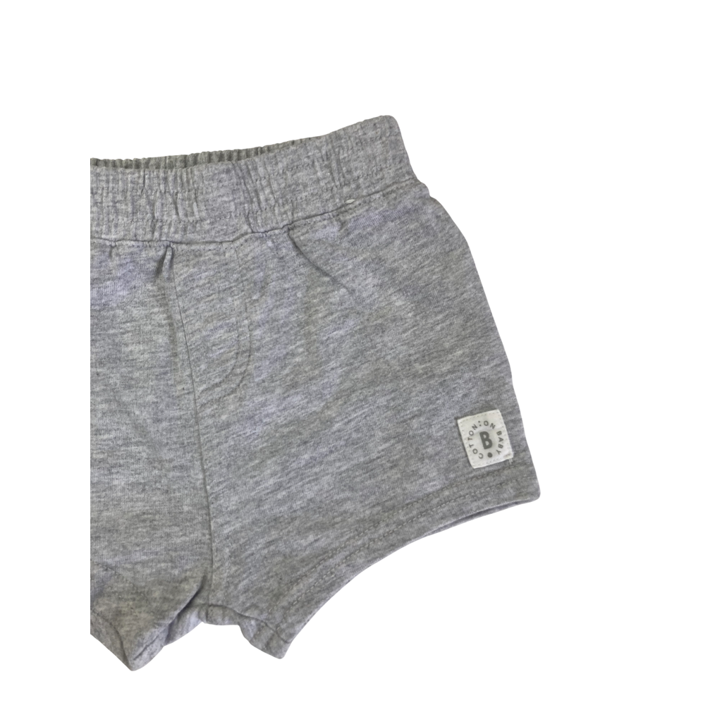 3-6M Light Grey Melange Cotton Shorts - Cotton On