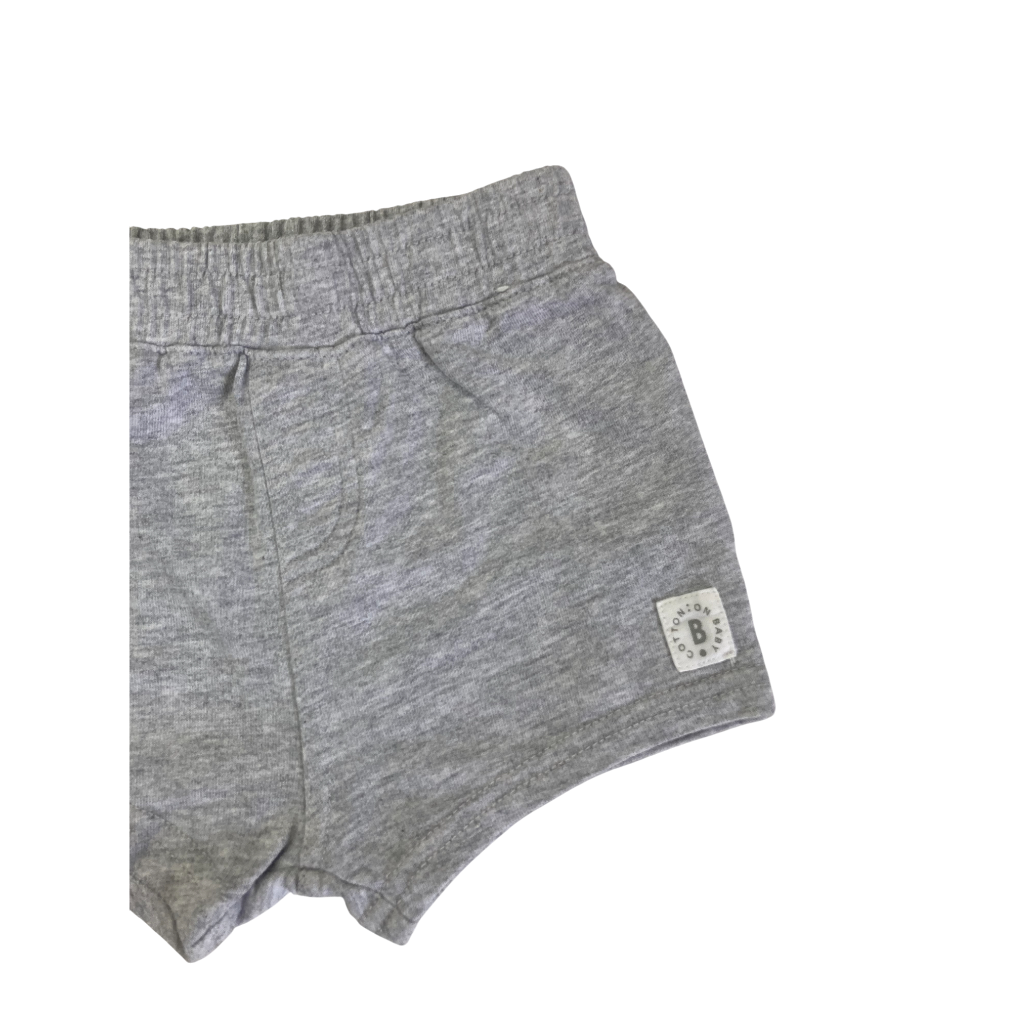 3-6M Light Grey Melange Cotton Shorts - Cotton On