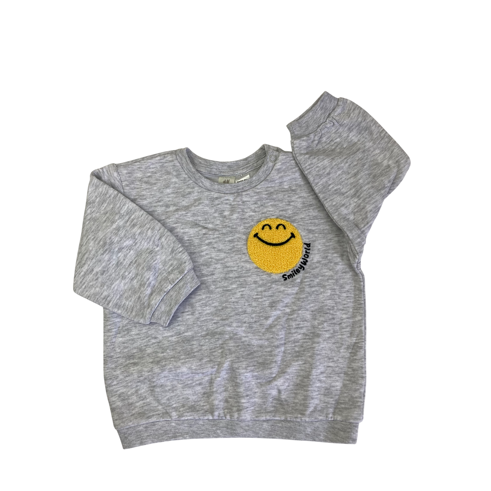 UK 9-12M Grey Tufted Smiley Sweater - H&M