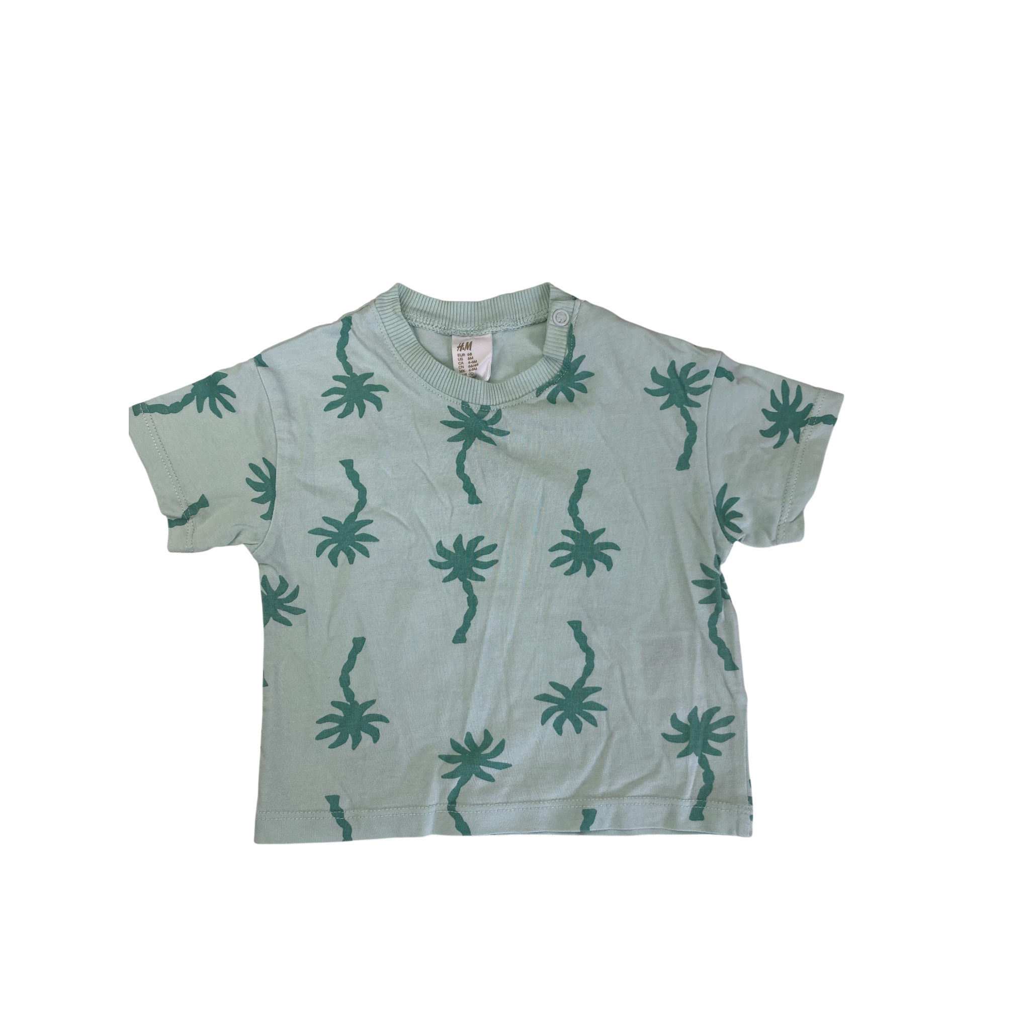 US 6M Mint Green Palm Tree T Shirt - H&M