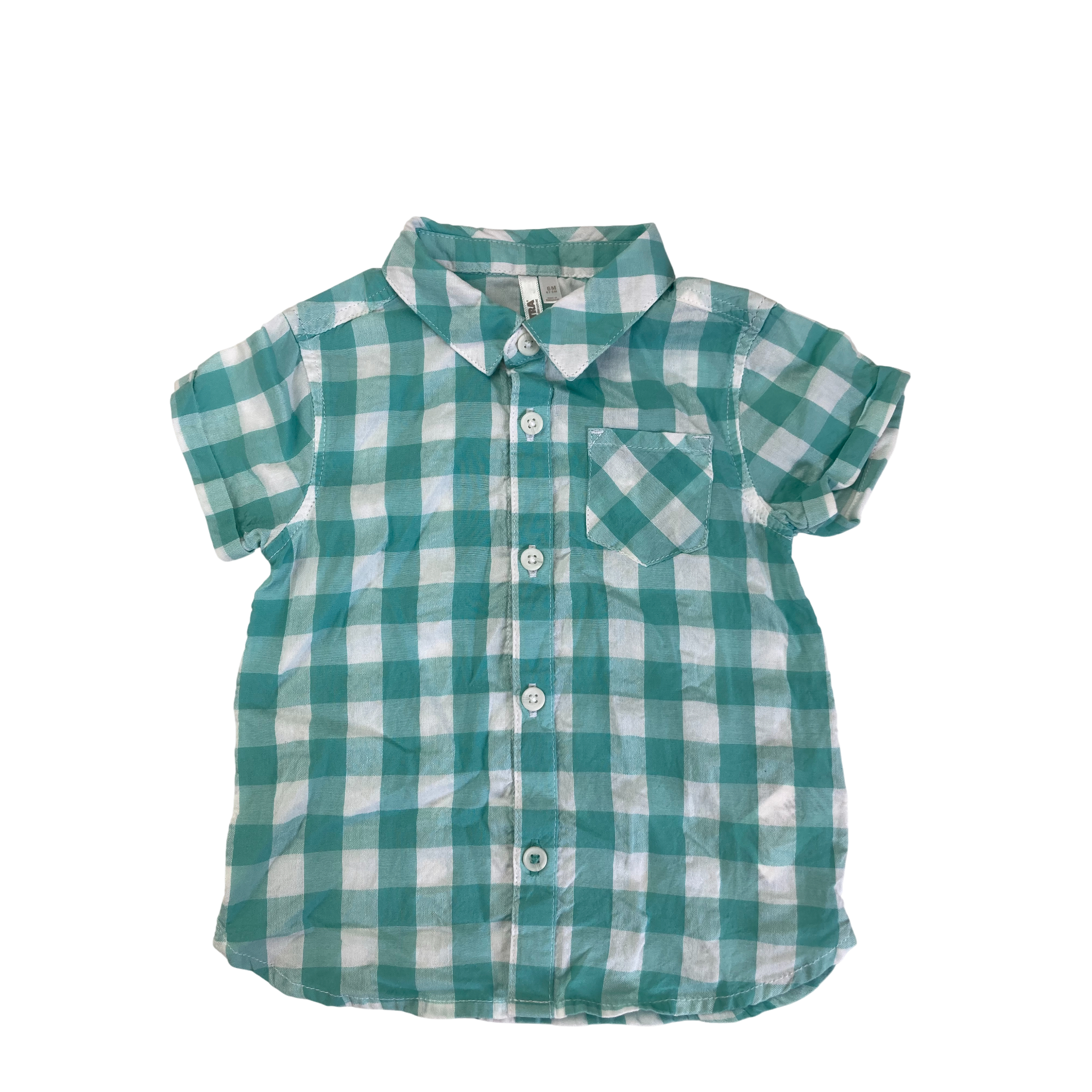 6M Aqua & White Check Button Shirt - Orchestra
