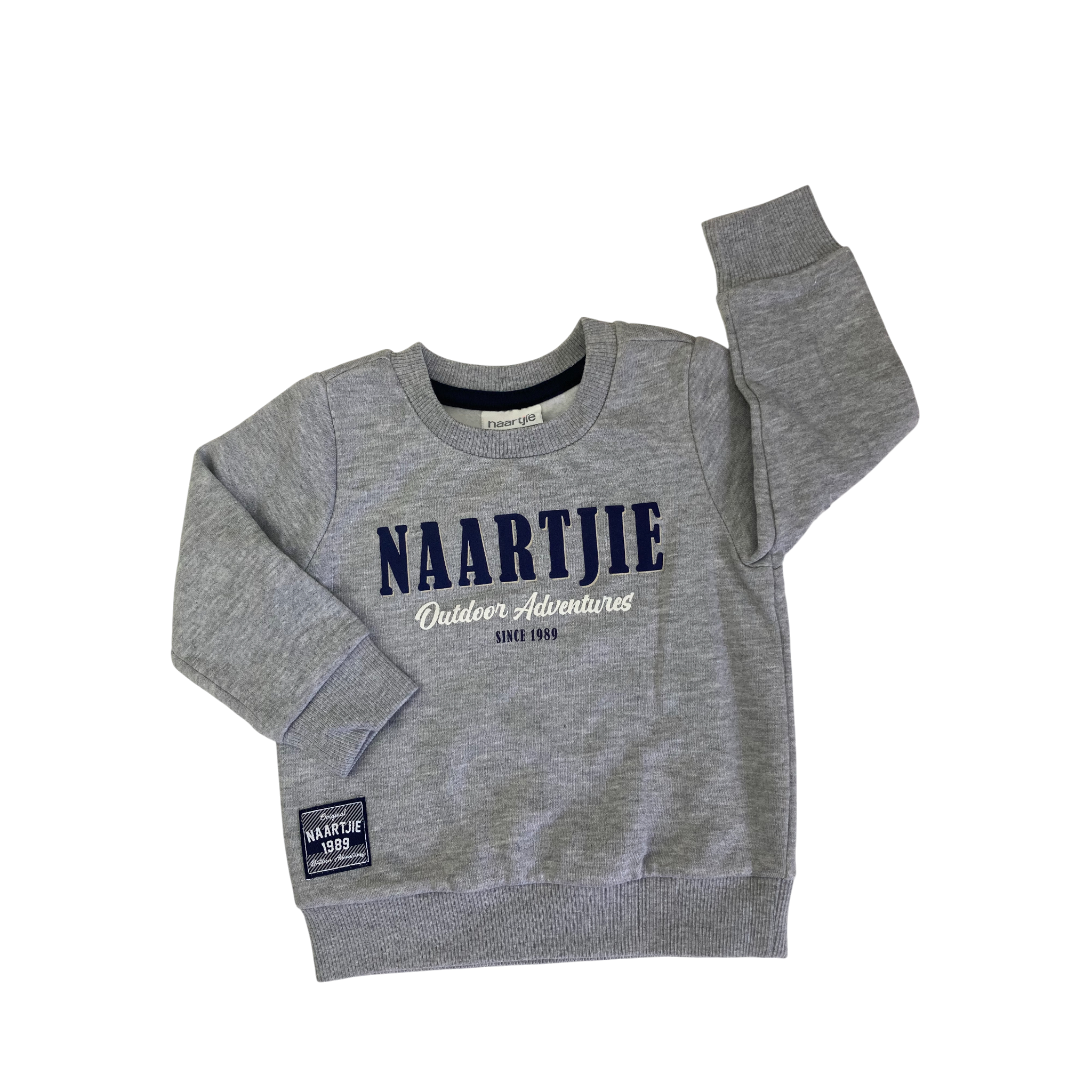 6-12M Grey & Navy Blue Logo Sweater - Naartjie