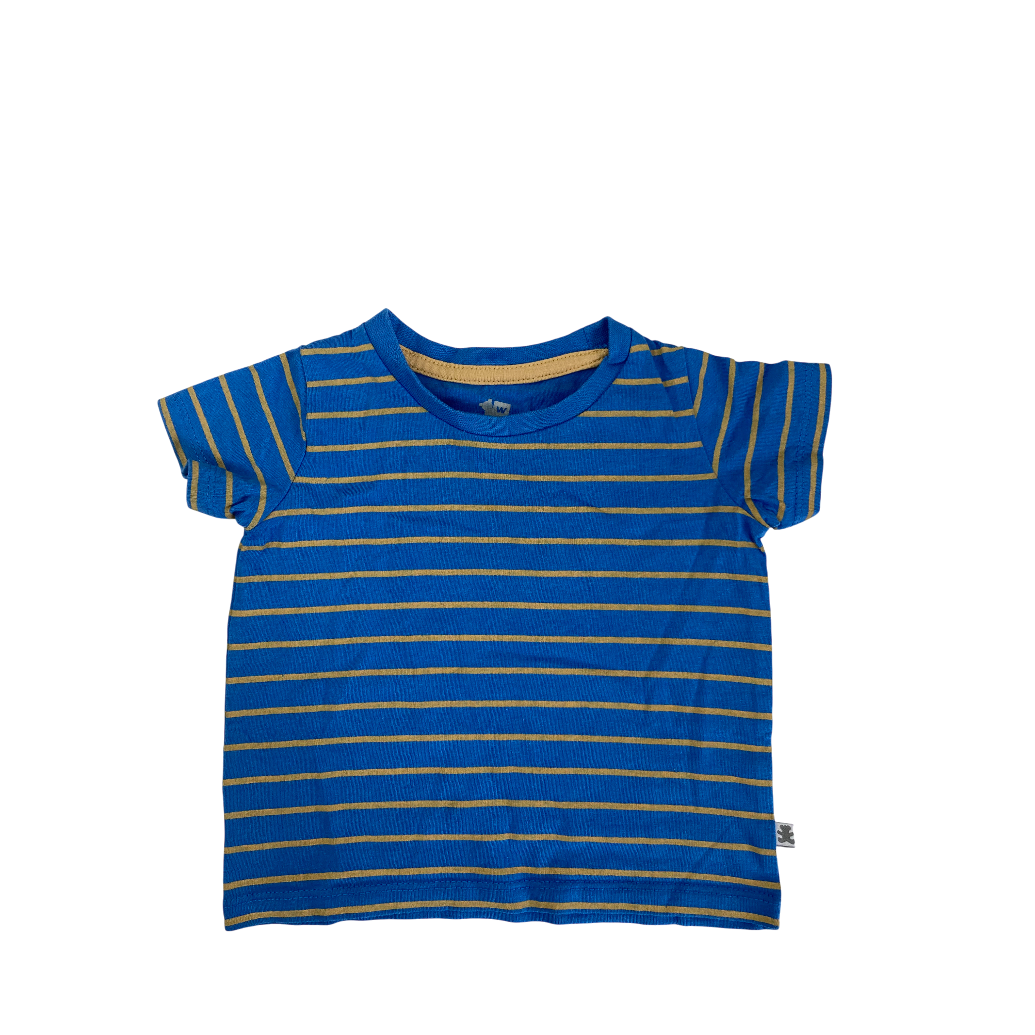 3-6M Blue & Tan Stripe T Shirt - Woolworths