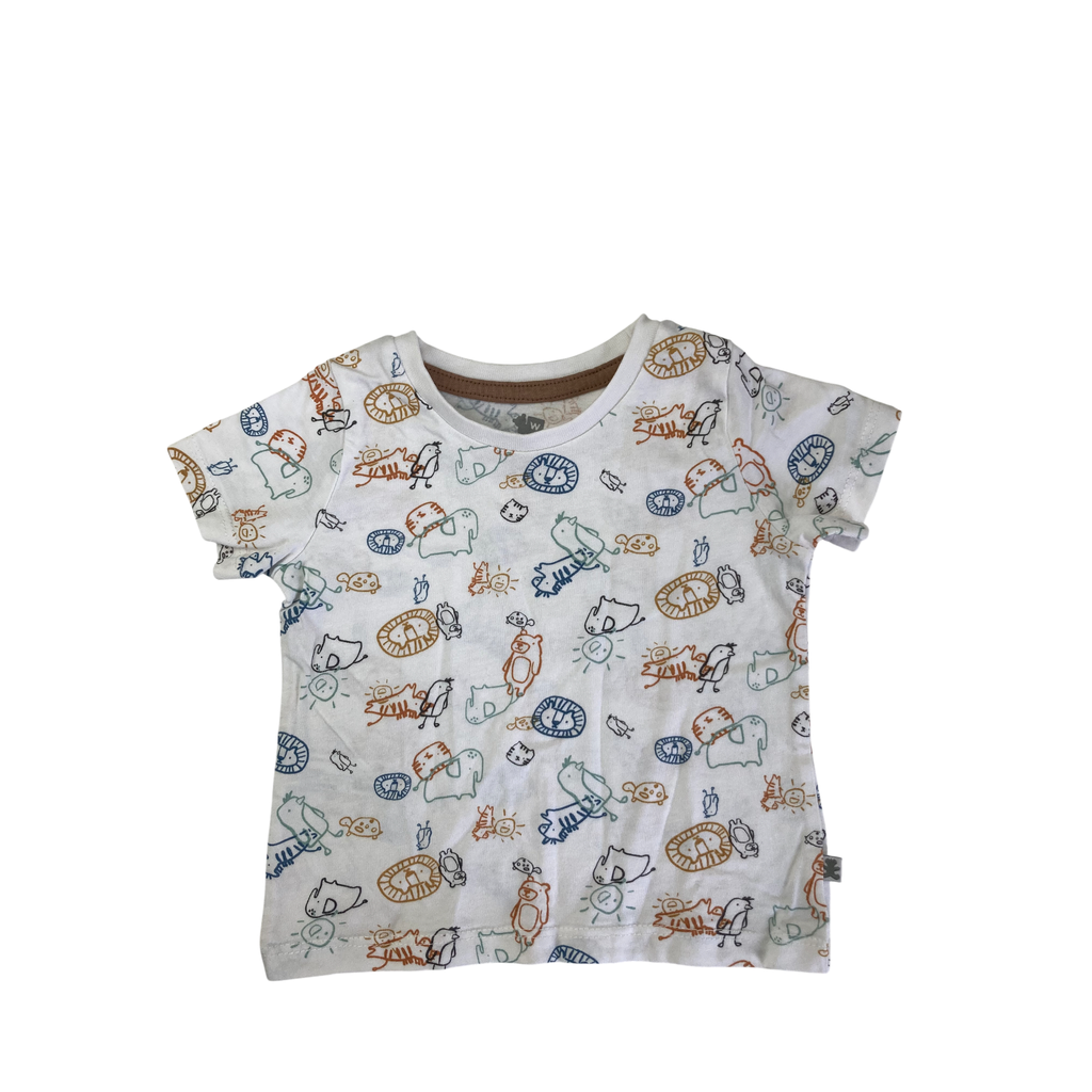 3-6M White Animal T Shirt - Woolworths