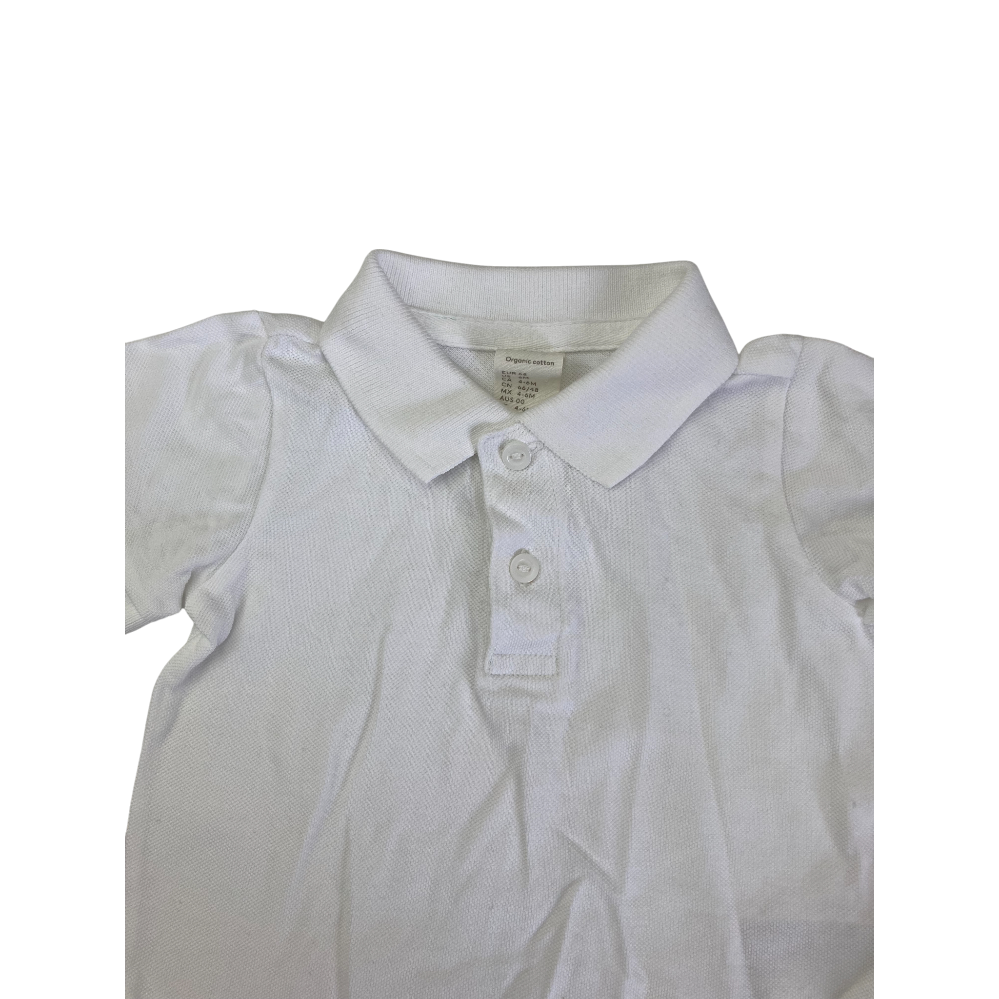 UK 4-6M White Organic Cotton Golfer Top - H&M