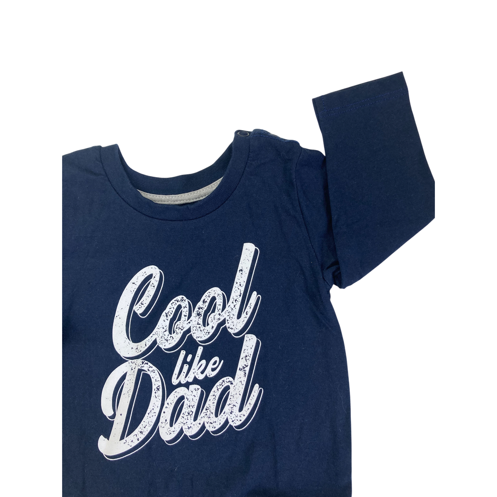 3-6M Navy Blue & White "Cool Like Dad" Long Sleeve T Shirt - Woolworths