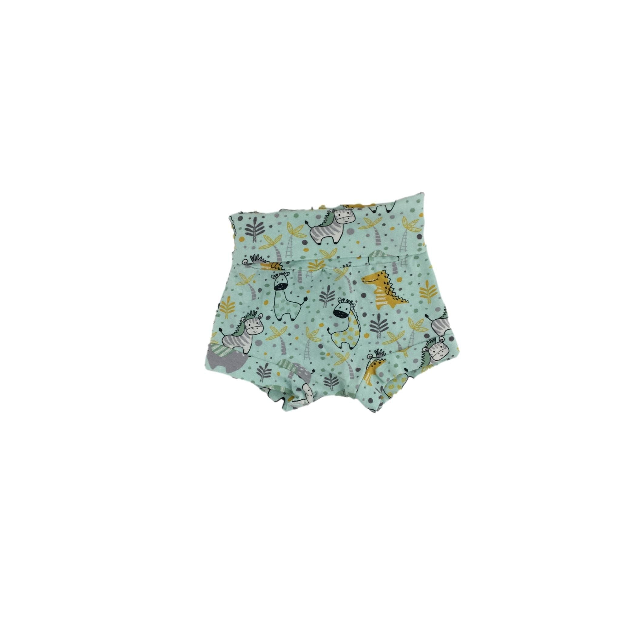 0-3M Mint Green Animal Jungle Print Cotton Shorts - Tiny Necessities