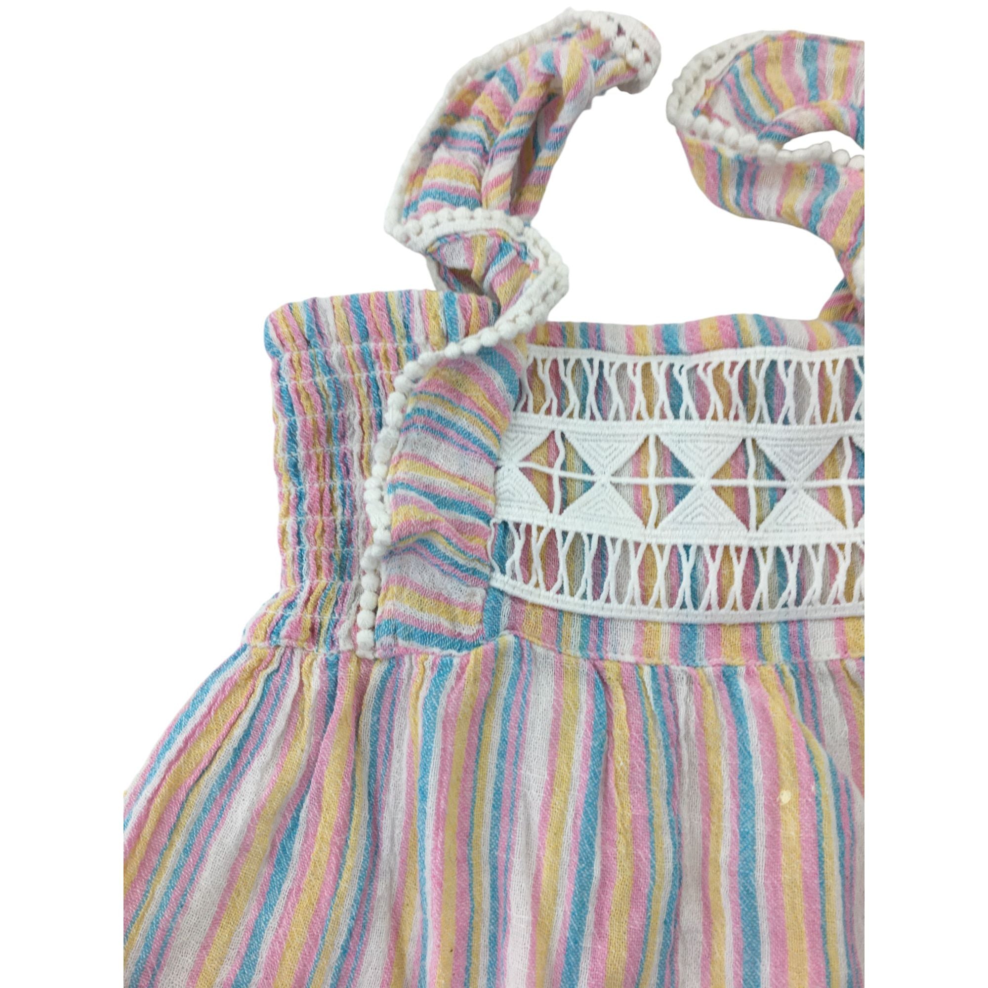 1Y Pastel Stripe Frill Strap Dress - Cotton On