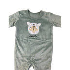 Newborn Mint Green Velour Bear Onesie - Woolworths