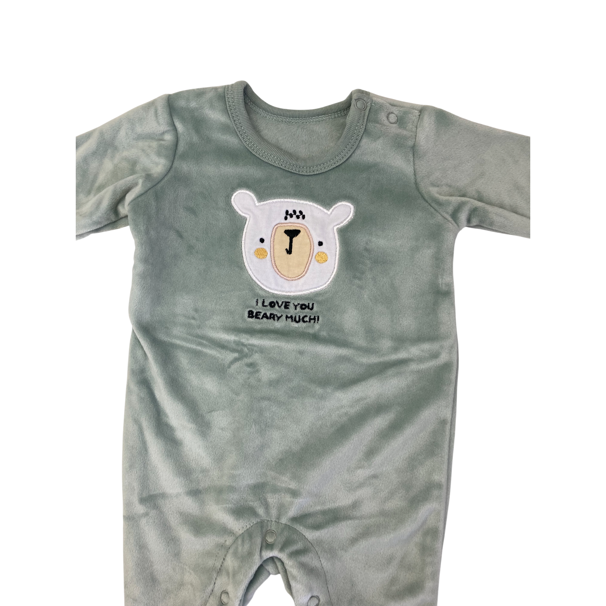 Newborn Mint Green Velour Bear Onesie - Woolworths