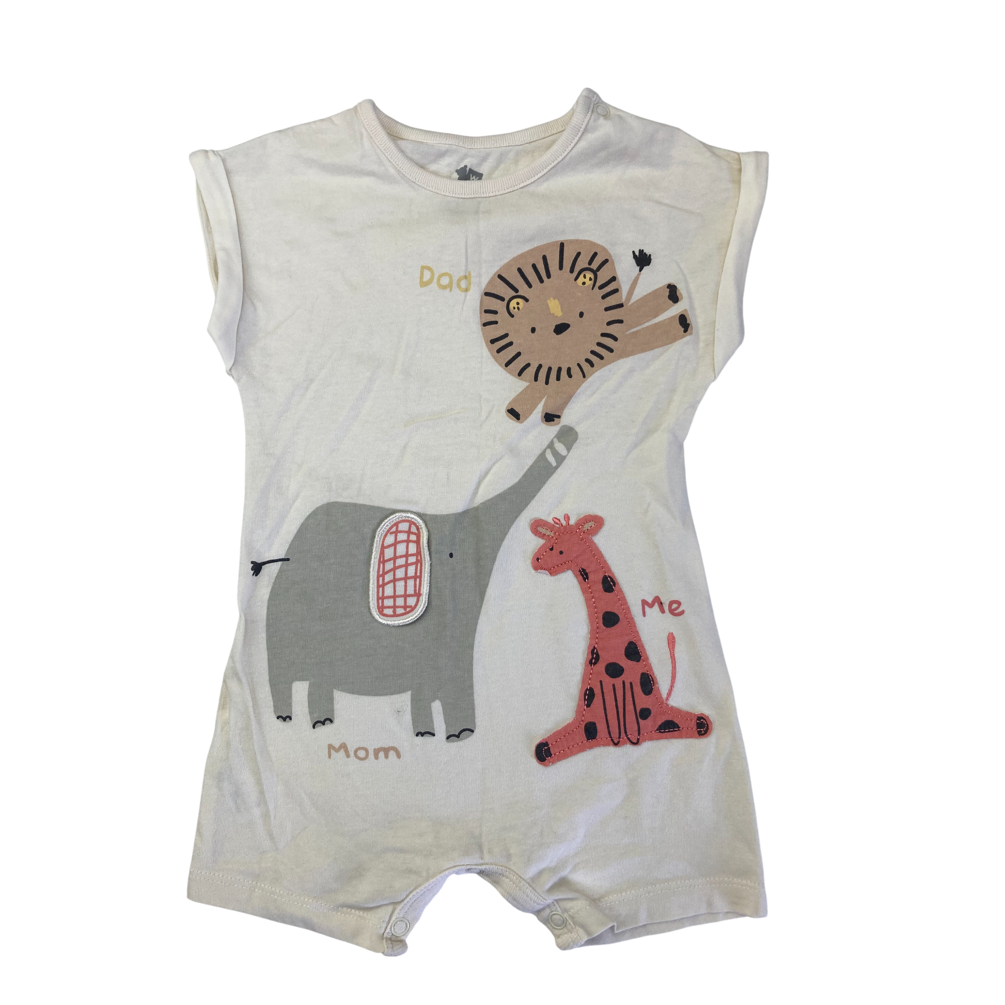 3-6M Beige Animal Batwing Romper - Woolworths