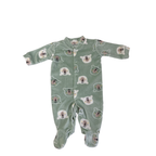 Newborn Mint Green Velour Bear Snap Onesie - Woolworths