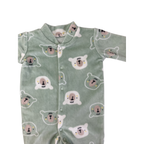 Newborn Mint Green Velour Bear Snap Onesie - Woolworths