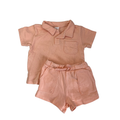 UK 4-6M Coral Terry Golfer & Shorts Set - H&M