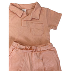 UK 4-6M Coral Terry Golfer & Shorts Set - H&M