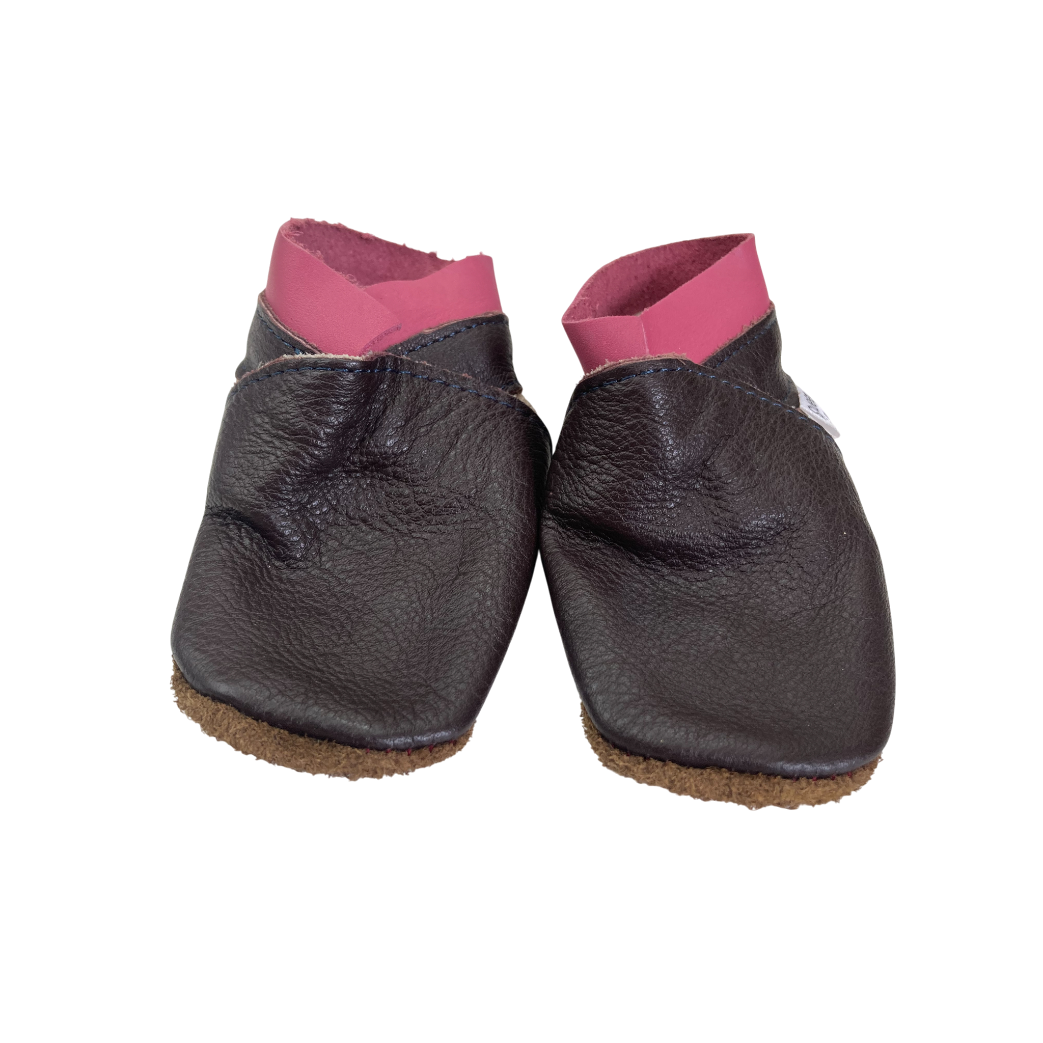 6-12M Brown & Pink Leather Booties - Sweet