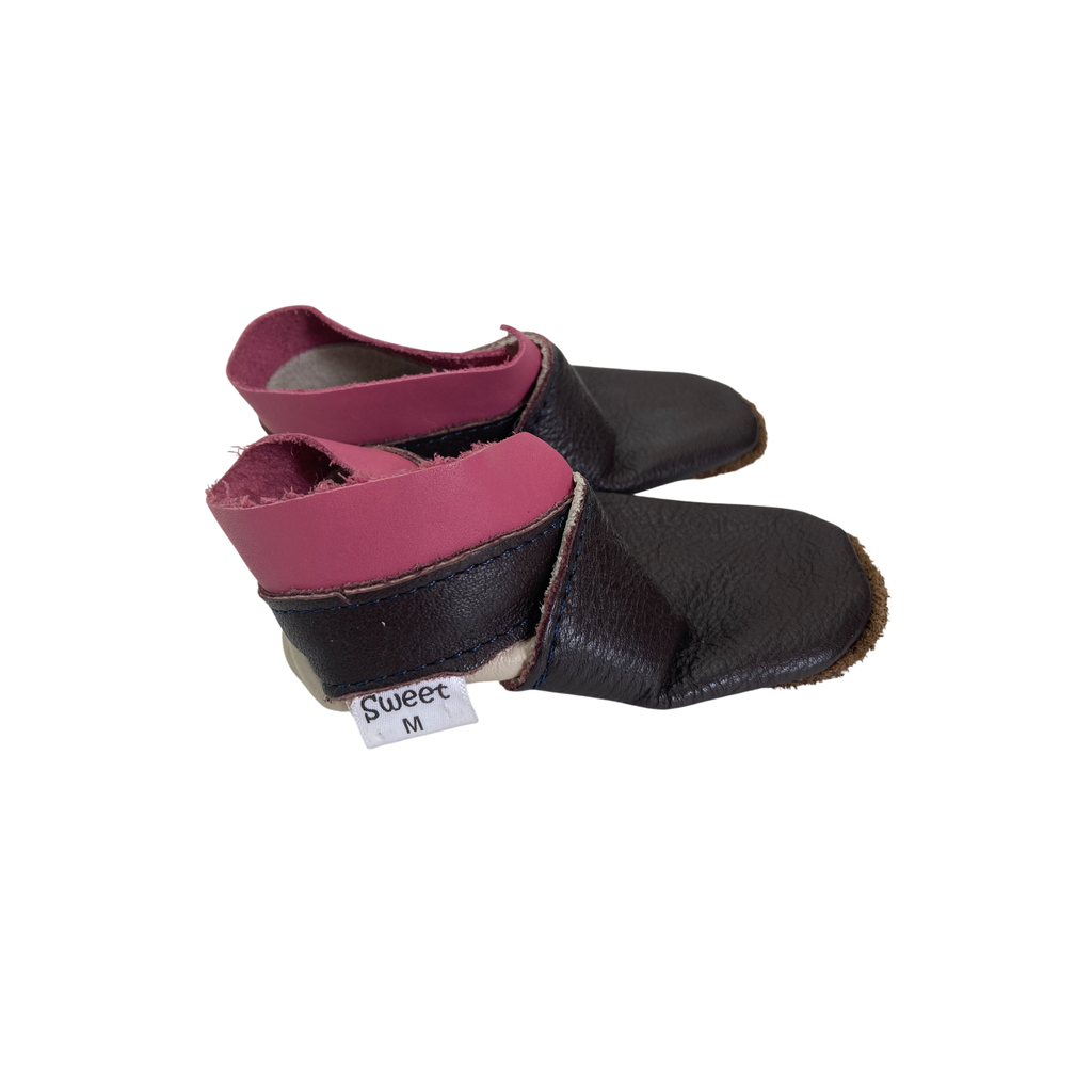 6-12M Brown & Pink Leather Booties - Sweet