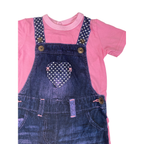 6-12M Pink & Blue Dungaree Print Romper - Woolworths