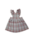 3-6M Pink & Mint Green Plaid Dungaree Dress - Tiny Tots