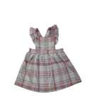 3-6M Pink & Mint Green Plaid Dungaree Dress - Tiny Tots