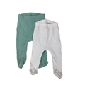 0-3M White & Aqua Ribbed Footed Leggings - Ackermans