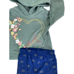 0-6M Green Glitter Hoodie & Navy Glitter Leggings - Cuddlesome