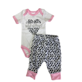 0-3M White, Black & Pink Bodysuit & Leggings - Cuddlesome