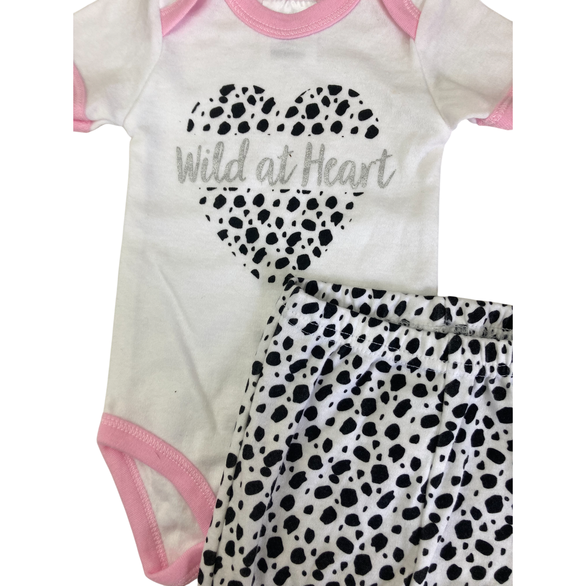 0-3M White, Black & Pink Bodysuit & Leggings - Cuddlesome
