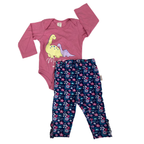 3-6M PInk Dinosaur Bodysuit & Blue Floral Leggings - Tiny Tots, Ackermans