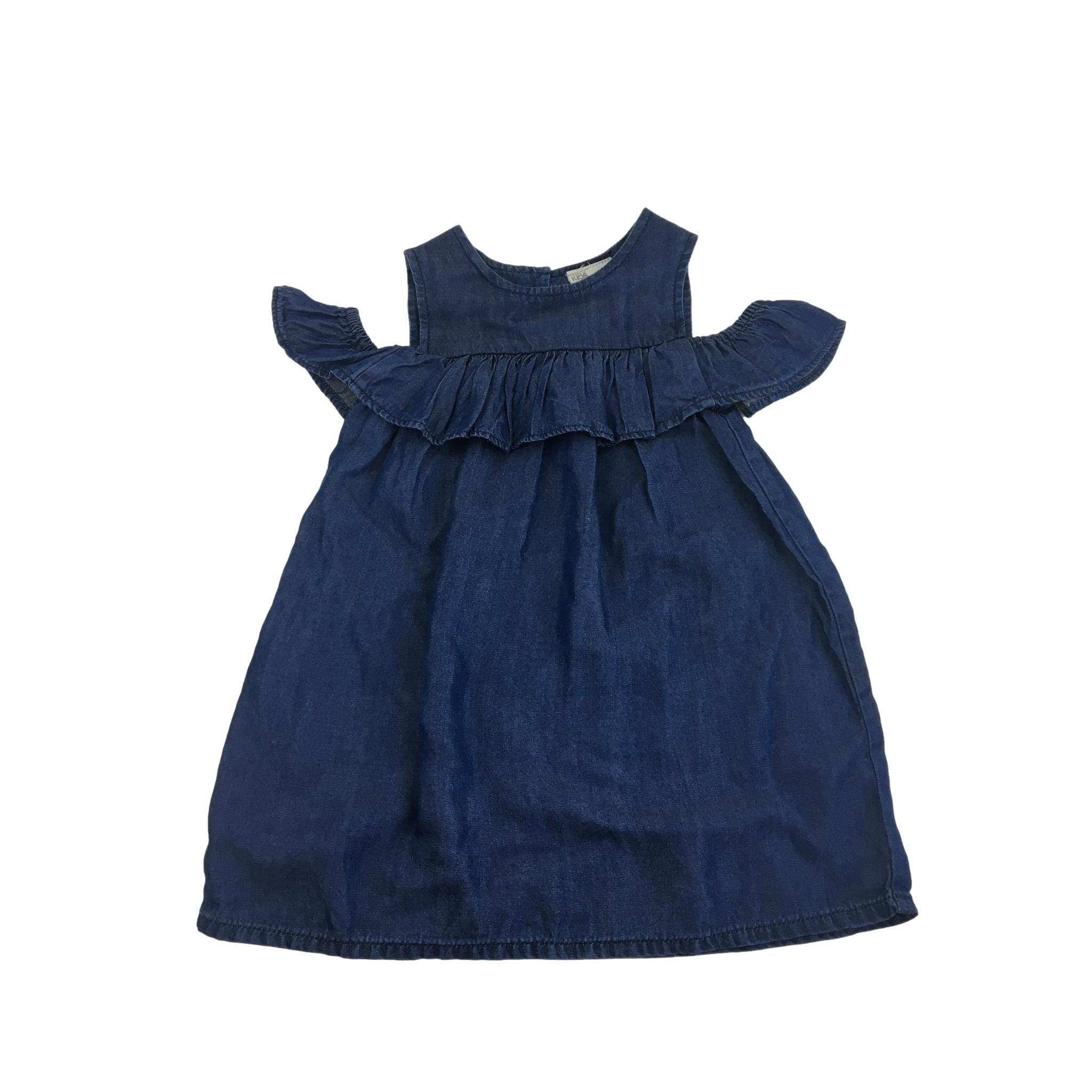 1Y Dark Blue Denim Cold Shoulder Trapeze Dress - Cotton On